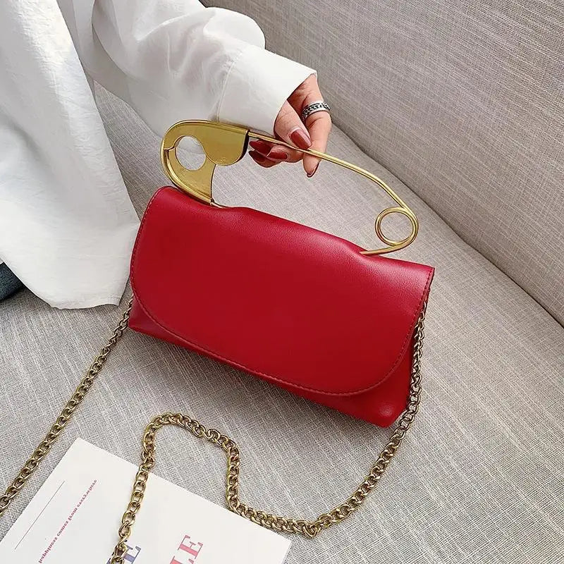 PU Leather Chains Shoulder Bag Party Clutch Mini Crossbody
