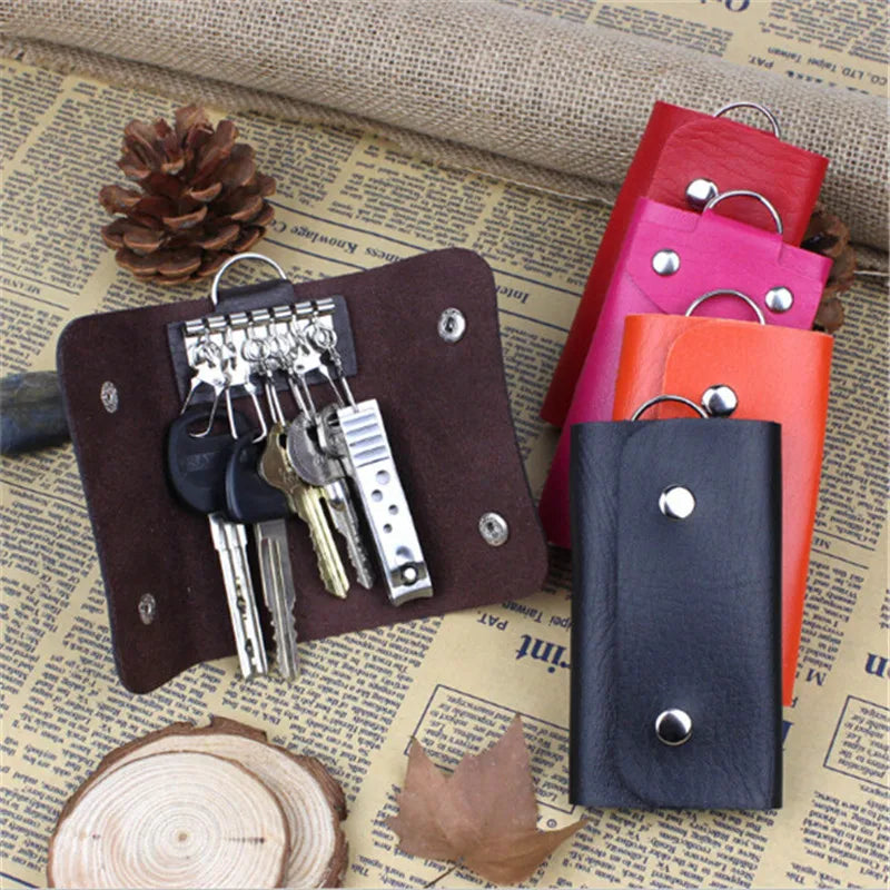 PU Leather Housekeeper Key Holders Car Keychain Key Wallet Ring