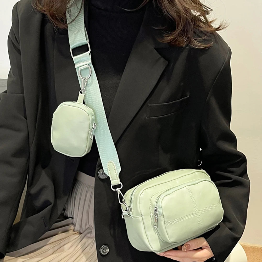 PU Leather Ladies Hand Bag Pockets Underarm Bag All-match Casual Soft Portable