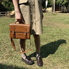 PU Leather Messenger Bag Retro Girls Handbags Women Large Capacity