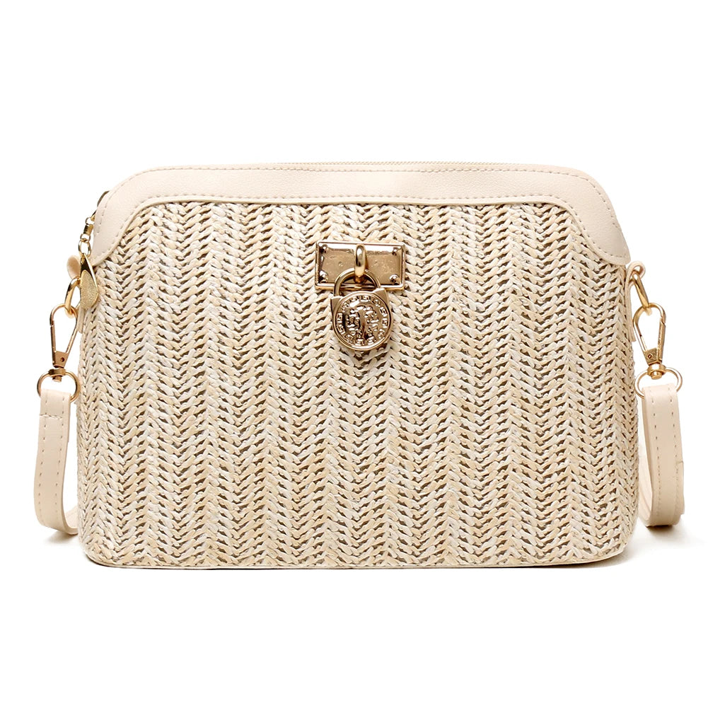 Fashionable Straw Crossbody Bag for Women - Beach Holiday Shoulder Bag