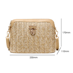 Fashionable Straw Crossbody Bag for Women - Beach Holiday Shoulder Bag