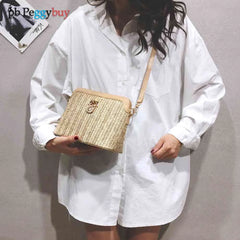 Fashionable Straw Crossbody Bag for Women - Beach Holiday Shoulder Bag