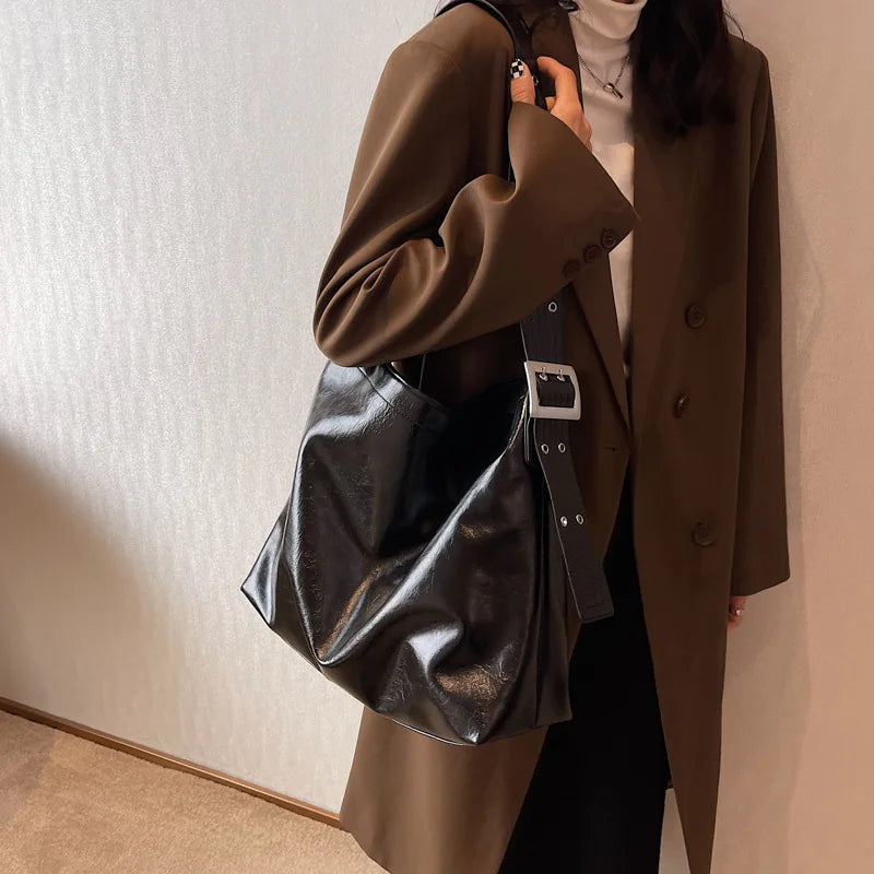 PU Leather Large Capacity Crossbody Bags For Women Retro Tote Bag