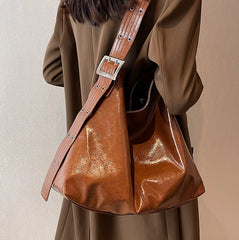 PU Leather Large Capacity Crossbody Bags For Women Retro Tote Bag