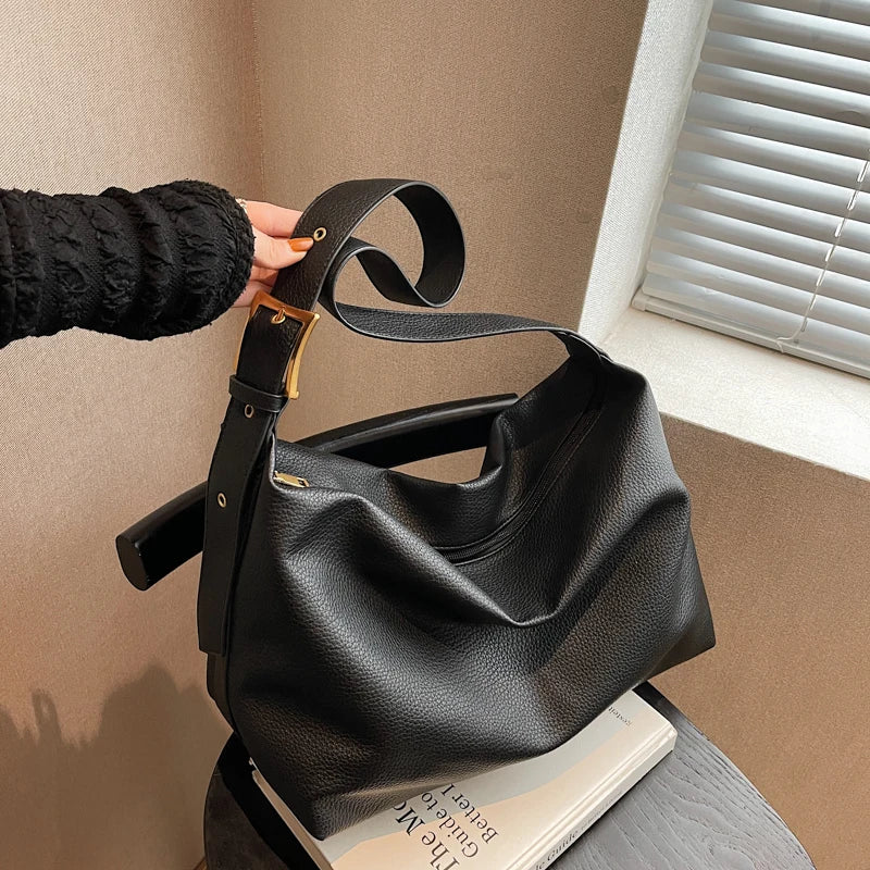 PU Leather Large Capacity Shoulder Bags Women Western Style Handbags