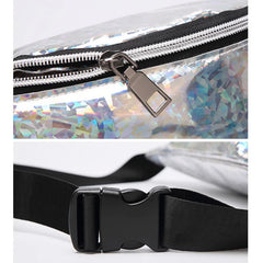 PU Leather Laser Shoulder Crossbody Bag Multicolor Travel Waist Pack
