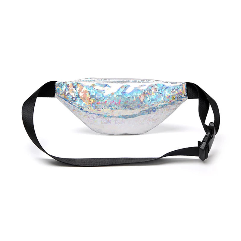 PU Leather Laser Shoulder Crossbody Bag Multicolor Travel Waist Pack