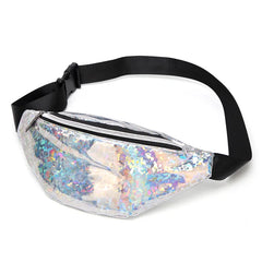 PU Leather Laser Shoulder Crossbody Bag Multicolor Travel Waist Pack