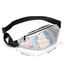 PU Leather Laser Shoulder Crossbody Bag Multicolor Travel Waist Pack