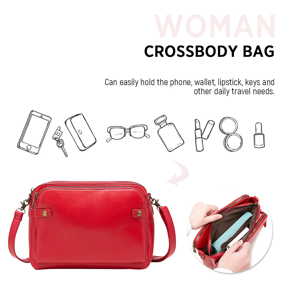 Vintage PU Leather Crossbody Bag Soft Portable Female Handbags