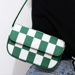 PU Leather Shoulder Bag Minimalist Style Underarm Purse Top Handle Contrasting