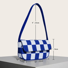 PU Leather Shoulder Bag Minimalist Style Underarm Purse Top Handle Contrasting