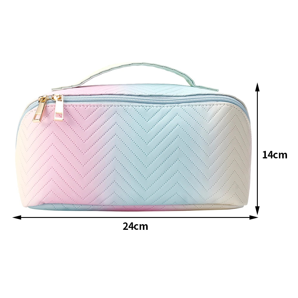 Colorful Wavy Gradient PU Leather Make Up Bag