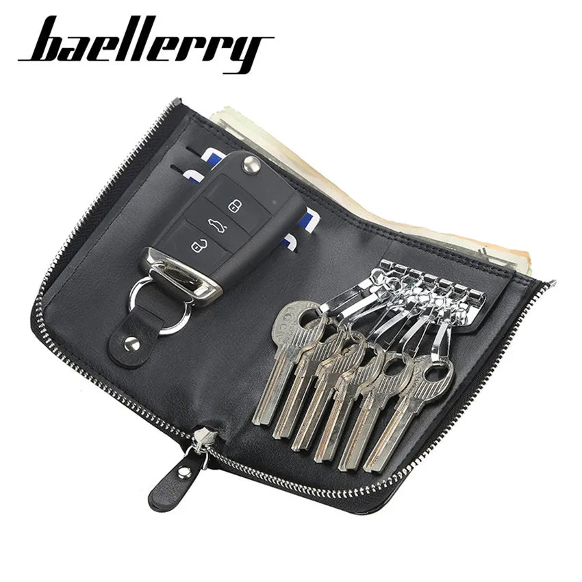 Vintage Men Key Organizer Bag Car Key Case Key Wallet Big Capacity Zipper Key Ho