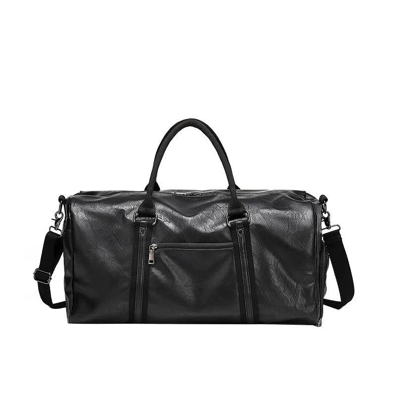 PU Leather Men Travel Bags with Shoe Compartment Large Handbag