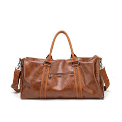 PU Leather Men Travel Bags with Shoe Compartment Large Handbag