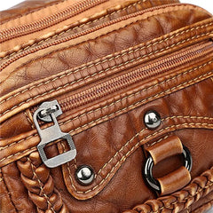 PU Leather Mens Waist Belt Pack Brown Hip Pouch Travel Storage Bag