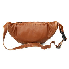 PU Leather Mens Waist Belt Pack Brown Hip Pouch Travel Storage Bag