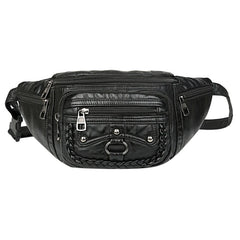 PU Leather Mens Waist Belt Pack Brown Hip Pouch Travel Storage Bag