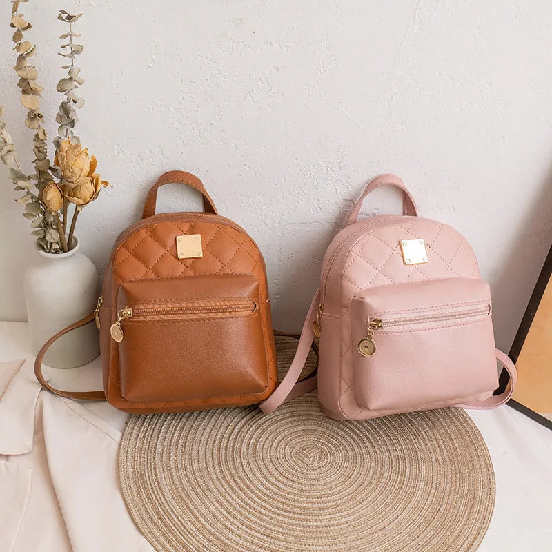 PU Leather Mini Small Backpack Multi-Function Ladies Phone Pouch Pack