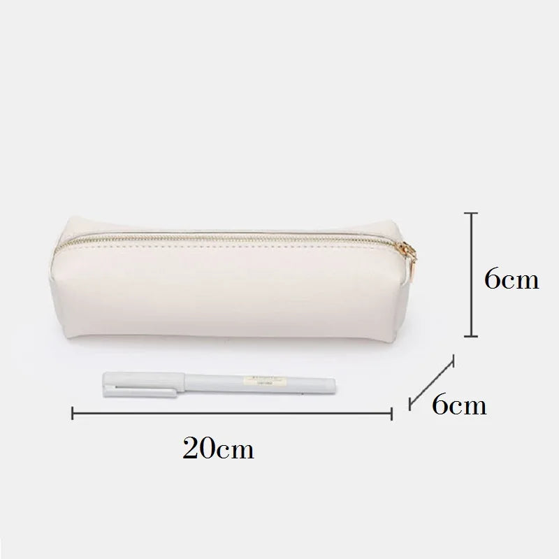 PU Leather Pencil Case Zipper Cosmetic Brush Bag 20*6*6cm