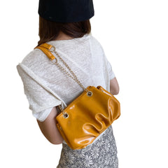 Retro Hobo Handbag for Women Ruched Pleated Chain Strap Shoulder Bag