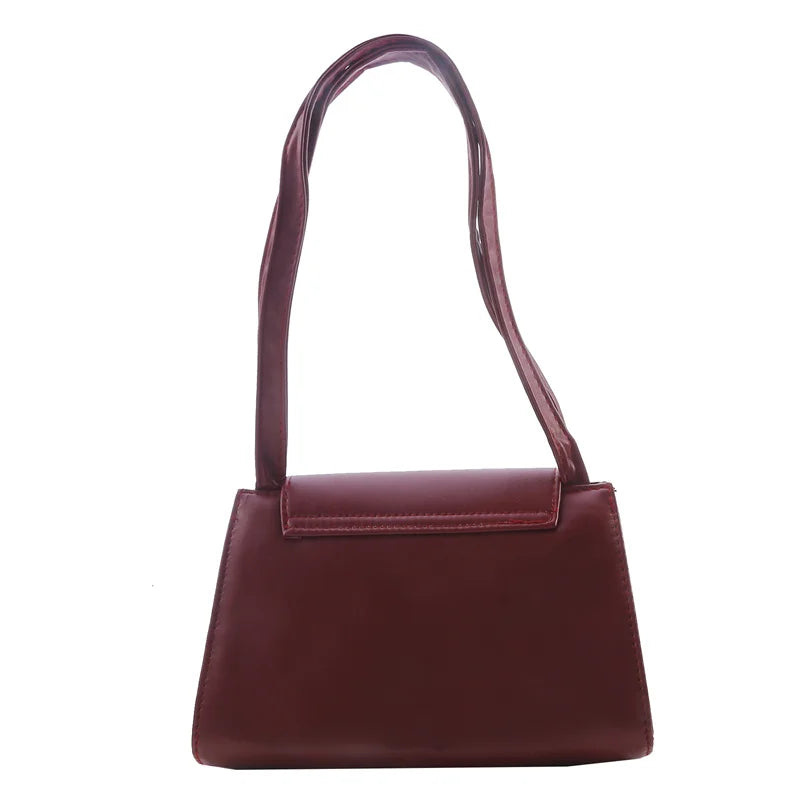 Retro PU Leather Women Shoulder Bags Red Wine Tote Purse Handbags