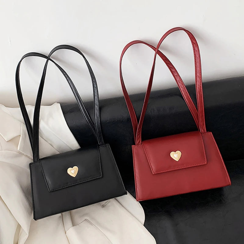 Retro PU Leather Women Shoulder Bags Red Wine Tote Purse Handbags