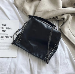 Rivet Handbag Women Large Capacity Retro Vintage Shoulder Bag