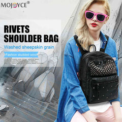 Rivet Studded PU Leather Backpack Top Handle Mini Casual Daypack
