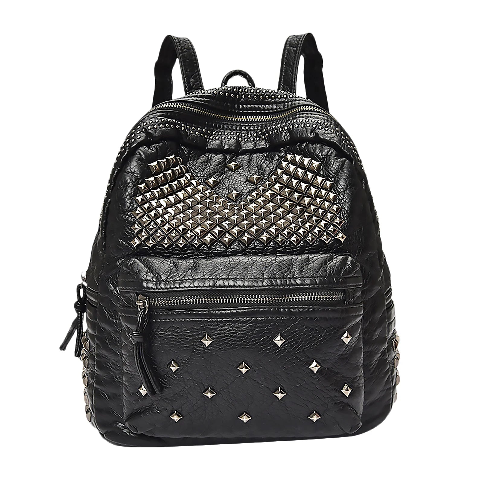 Rivet Studded PU Leather Backpack Top Handle Mini Casual Daypack