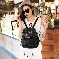 Rivet Studded PU Leather Backpack Top Handle Mini Casual Daypack