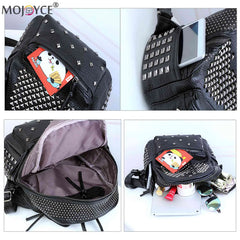 Rivet Studded PU Leather Backpack Top Handle Mini Casual Daypack