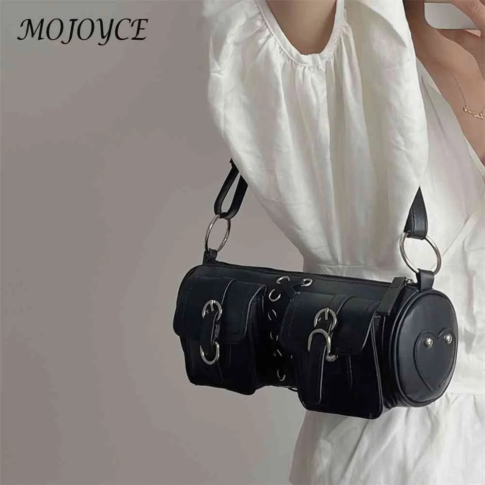 Soft PU Leather Shoulder Bag with Multi-pockets Bandage Design