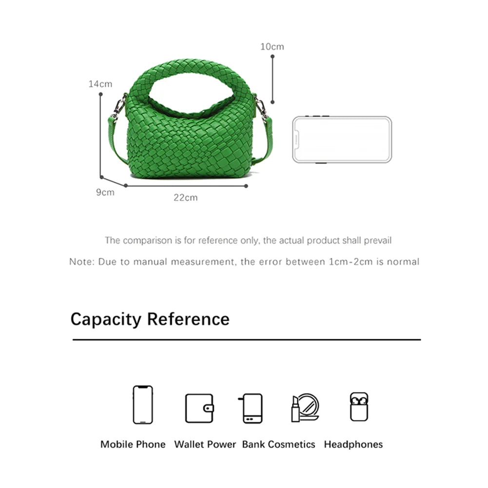 PU Leather Shoulder Bag Hand-Woven Flap Purse for Ladies