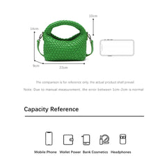 PU Leather Shoulder Bag Hand-Woven Flap Purse for Ladies