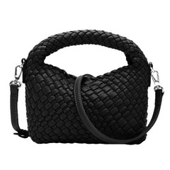 PU Leather Shoulder Bag Hand-Woven Flap Purse for Ladies
