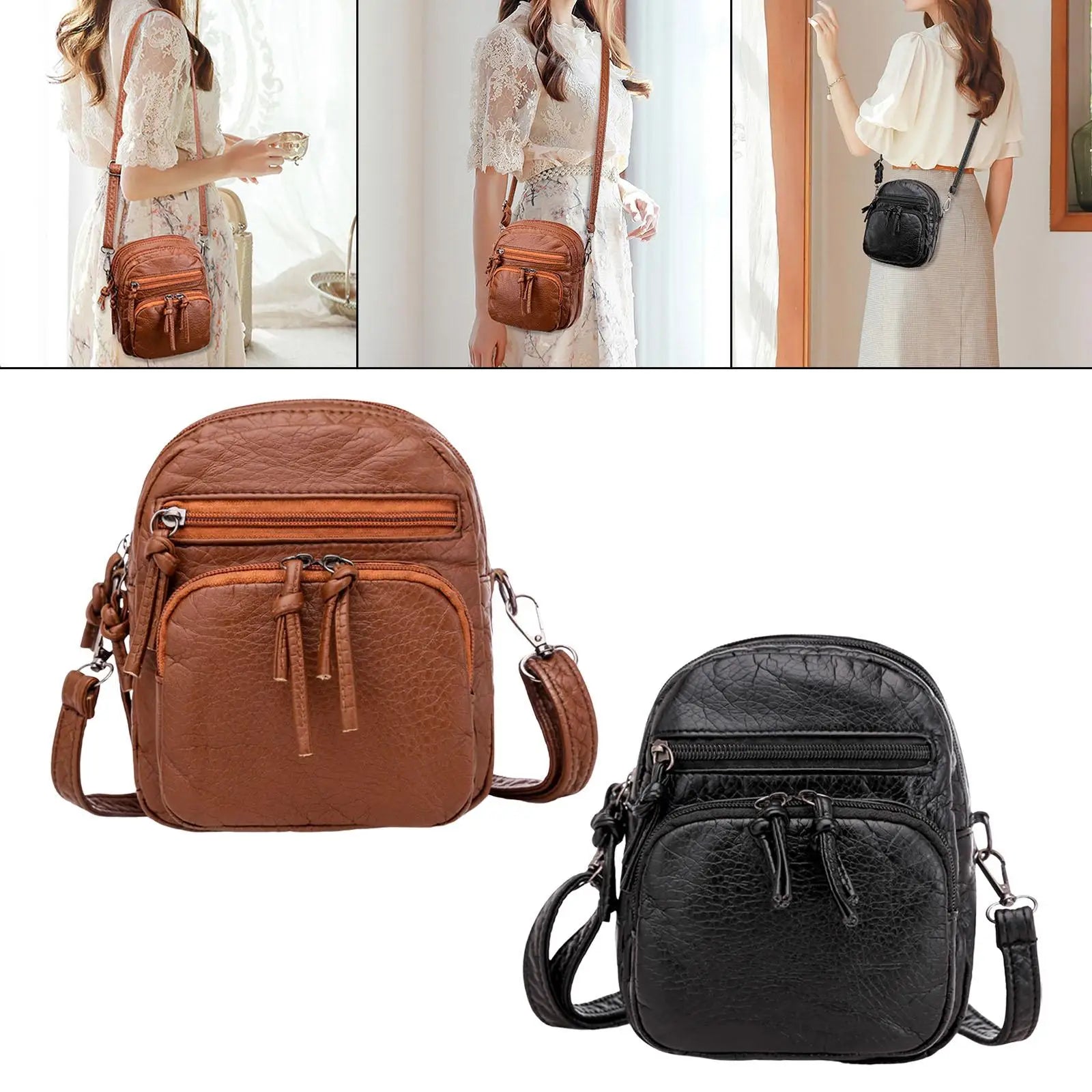 PU Leather Shoulder Bag Purse Money Bucket Bag Women Hand Bag