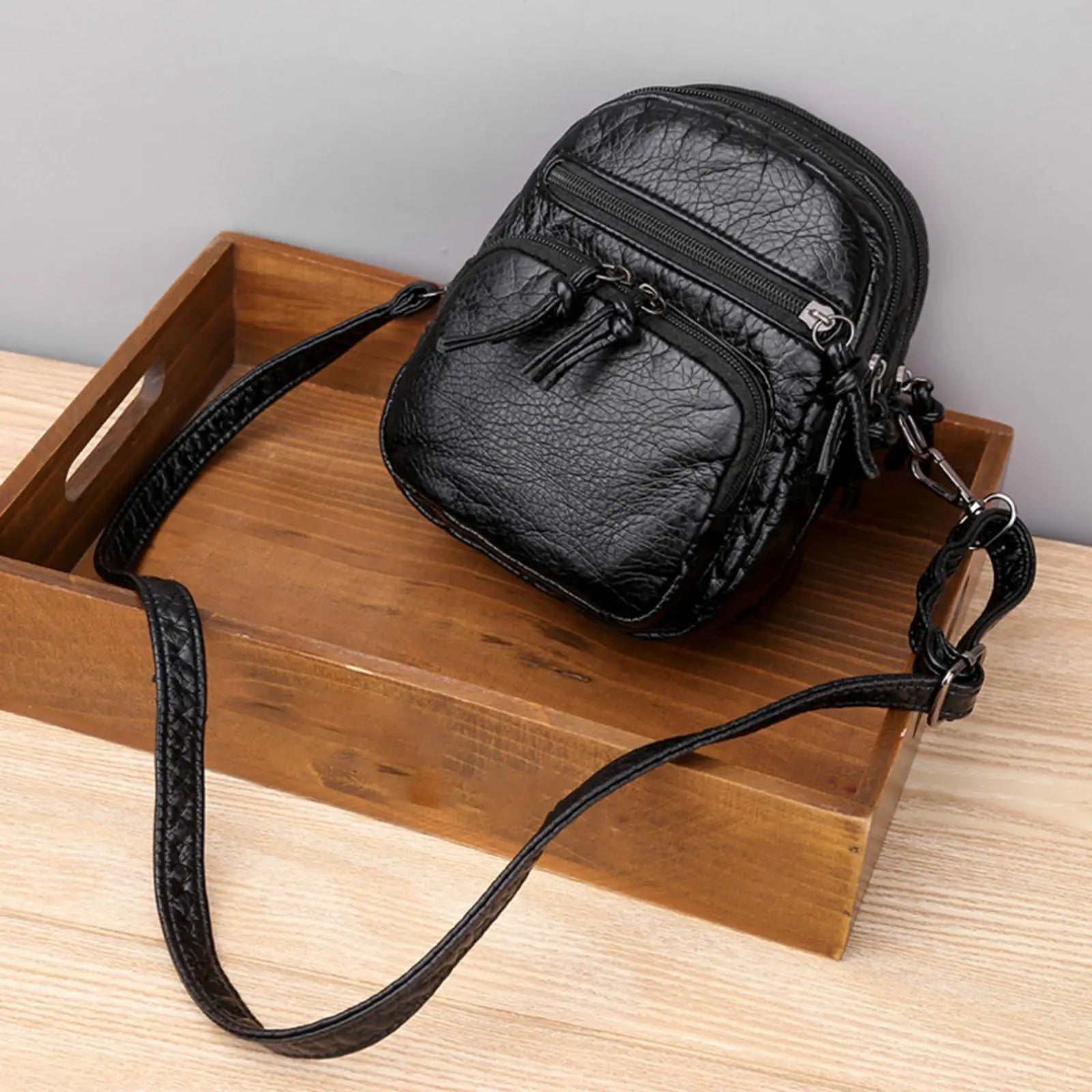 PU Leather Shoulder Bag Purse Money Bucket Bag Women Hand Bag