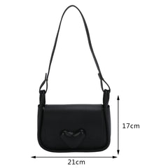 PU Leather Shoulder Bag Solid Flap Women Messenger Bag Love Clasp