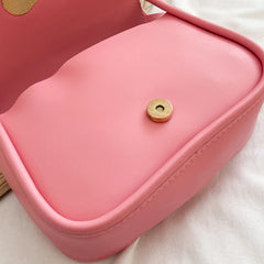 PU Leather Shoulder Bag Solid Flap Women Messenger Bag Love Clasp