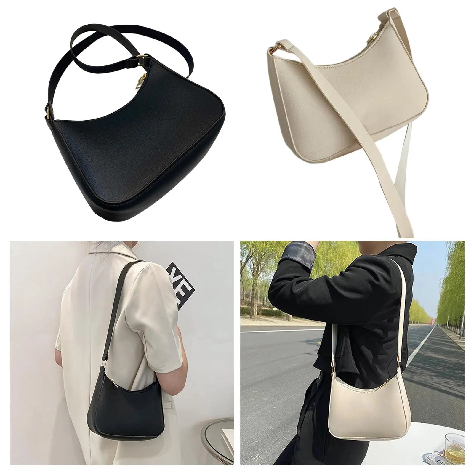 Women's PU Leather Shoulder Bag Summer Tote Zipper Purse for Casual Travel