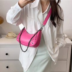 PU Leather Shoulder Bag Women's Handbags Chain Rivet Crossbody Bag