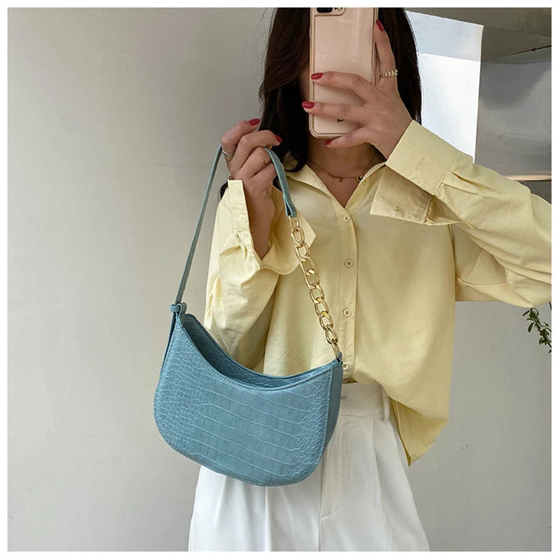 PU Leather Shoulder Bag for Women Causal Handbags Purse Female Hobos