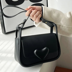 PU Leather Shoulder Bags Solid Flap Women Messenger Bags Love Clasp