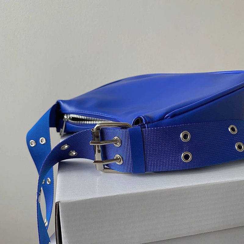 PU Leather Shoulder Bags Women Adjustable Strap Underarm Vintage Flap