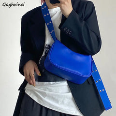 PU Leather Shoulder Bags Women Adjustable Strap Underarm Vintage Flap