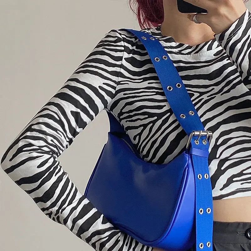 PU Leather Shoulder Bags Women Adjustable Strap Underarm Vintage Flap