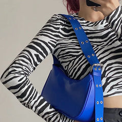 PU Leather Shoulder Bags Women Adjustable Strap Underarm Vintage Flap